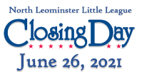 Closing Day for all Instructional, Tee Ball and Challenger players will be Saturday June 26, 2021!